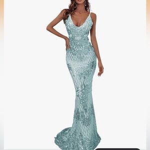 Open Back Sequin Mermaid Gown